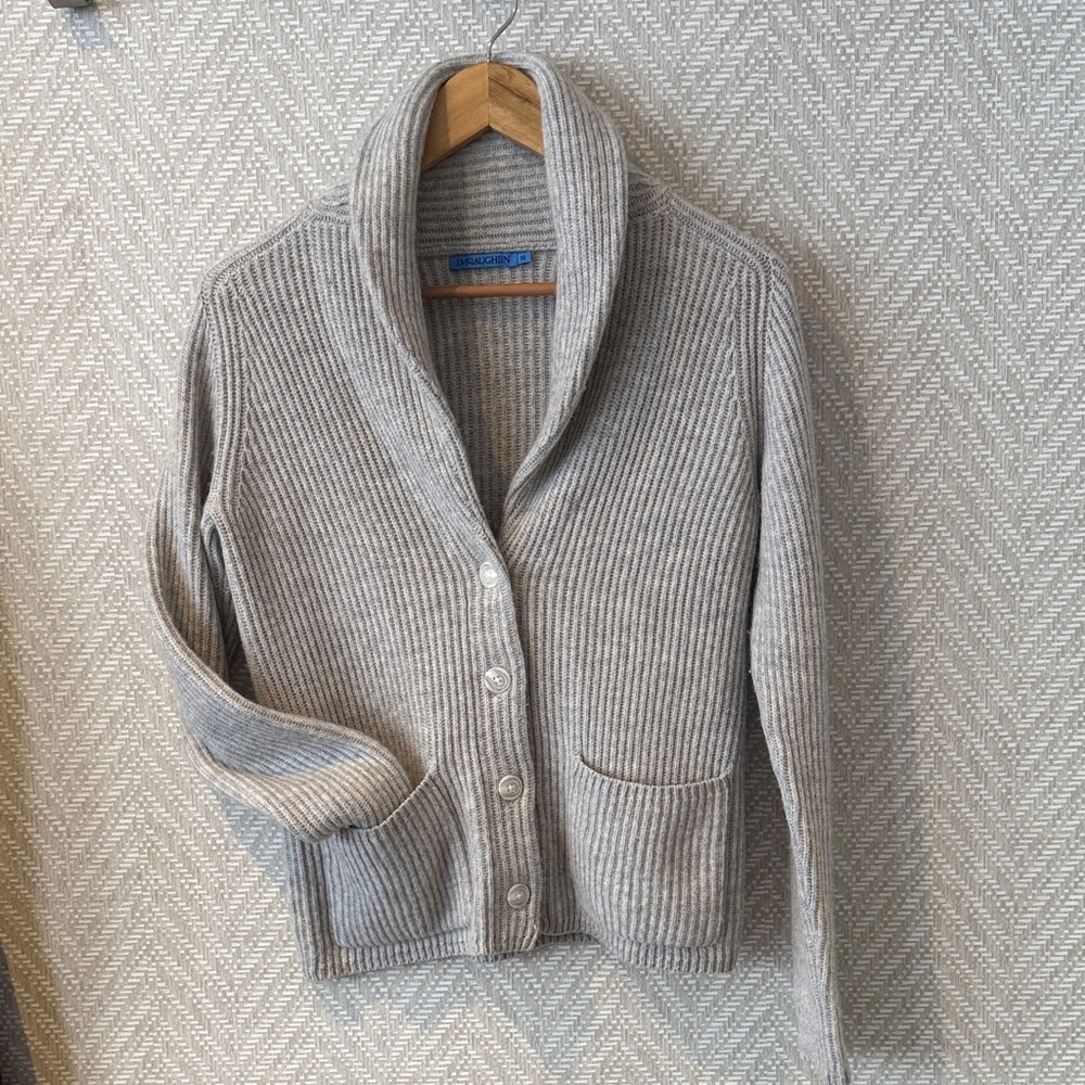 J. McLaughlin 100% Cashmere Light Gray Women's Cardigan
